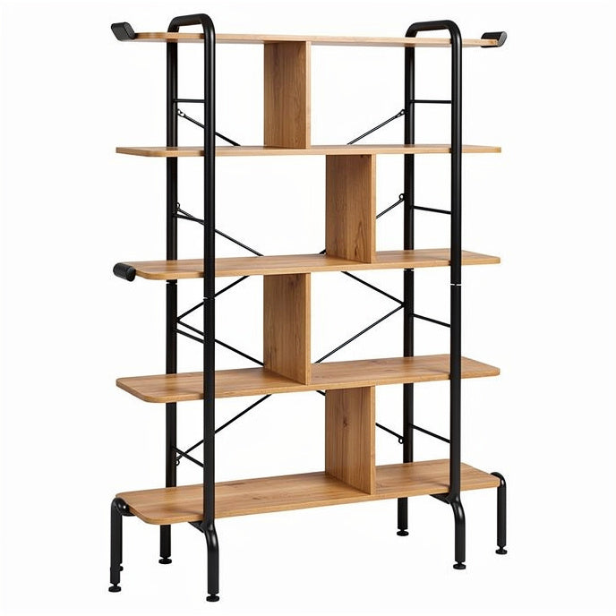 **Modern Industrial Bookshelf with Open Shelving Design**