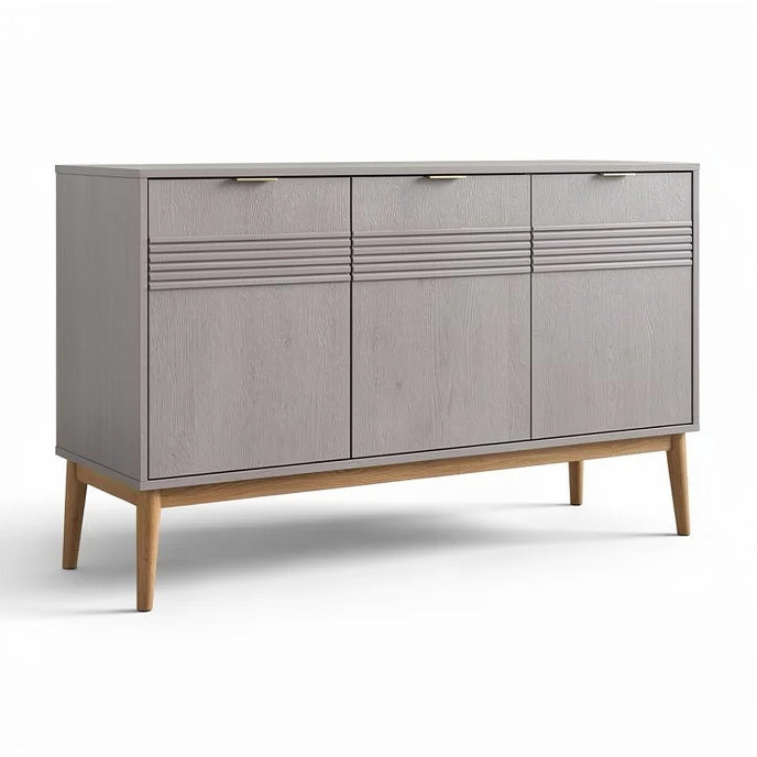 **Modern Grey Wood Sideboard with Minimalist Design**