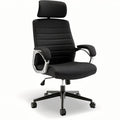 **Ergonomic Black Office Chair with Adjustable Headrest**