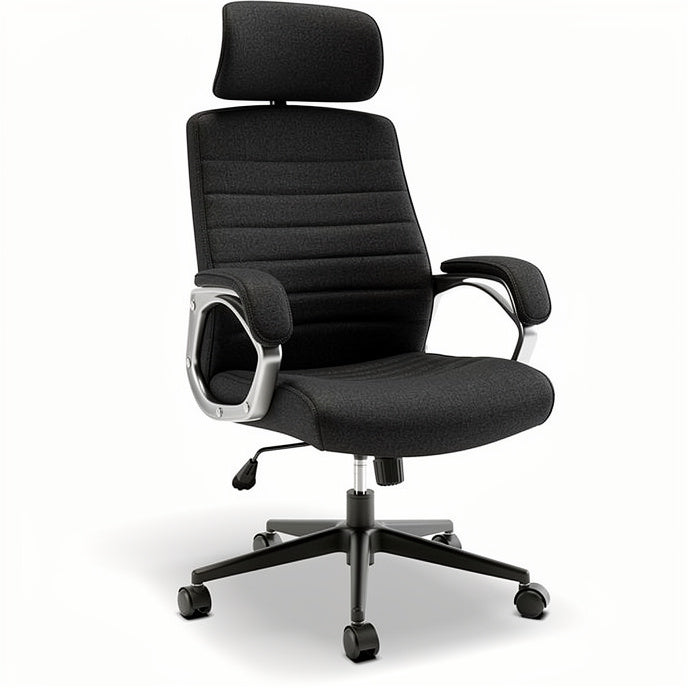 **Ergonomic Black Office Chair with Adjustable Headrest**