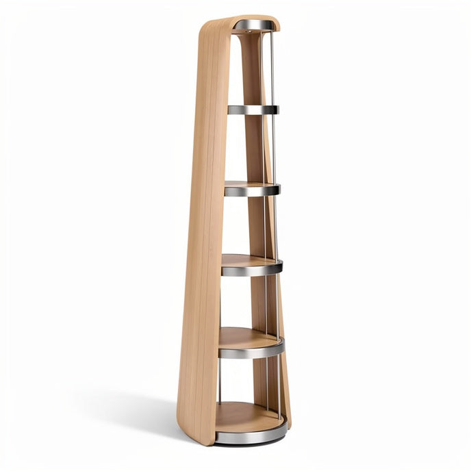 **Modern Minimalist Wooden Bookshelf with Metal Accents**